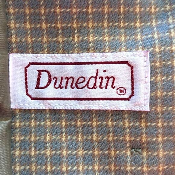 Vintage Dunedin Pure New Wool 14 Green and Beige Plaid Jacket - Picture 6 of 12